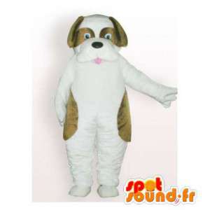Dog mascot white and brown. Dog costume - MASFR006165 - Dog mascots