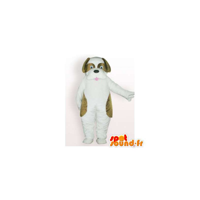 Mascot weißen und braunen Hund. Hundekostüm - MASFR006165 - Hund-Maskottchen