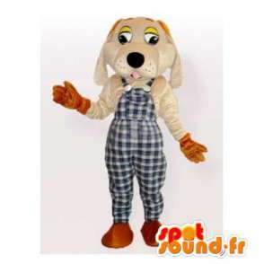 Dog Mascot plaid overalls - MASFR006166 - Dog Mascottes