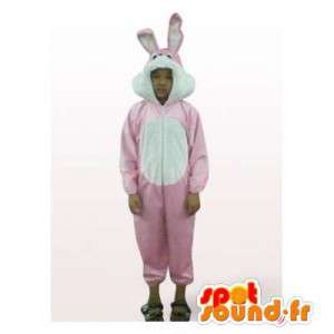 Mascot rosa y el conejo blanco. Traje del conejito - MASFR006170 - Mascota de conejo