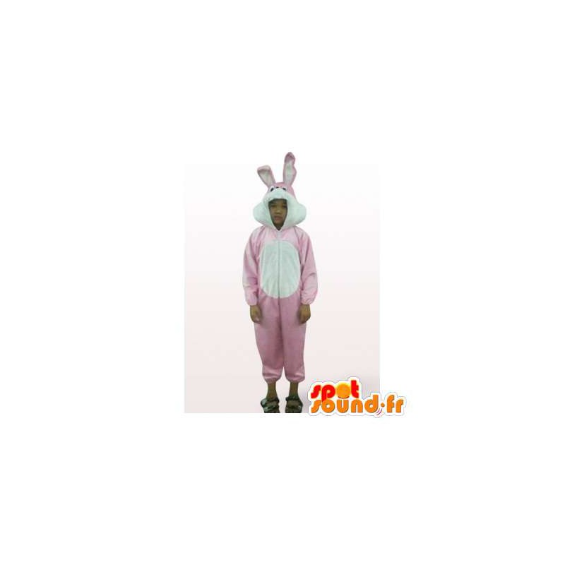 Roze en wit konijn mascotte. konijnenpak - MASFR006170 - Mascot konijnen