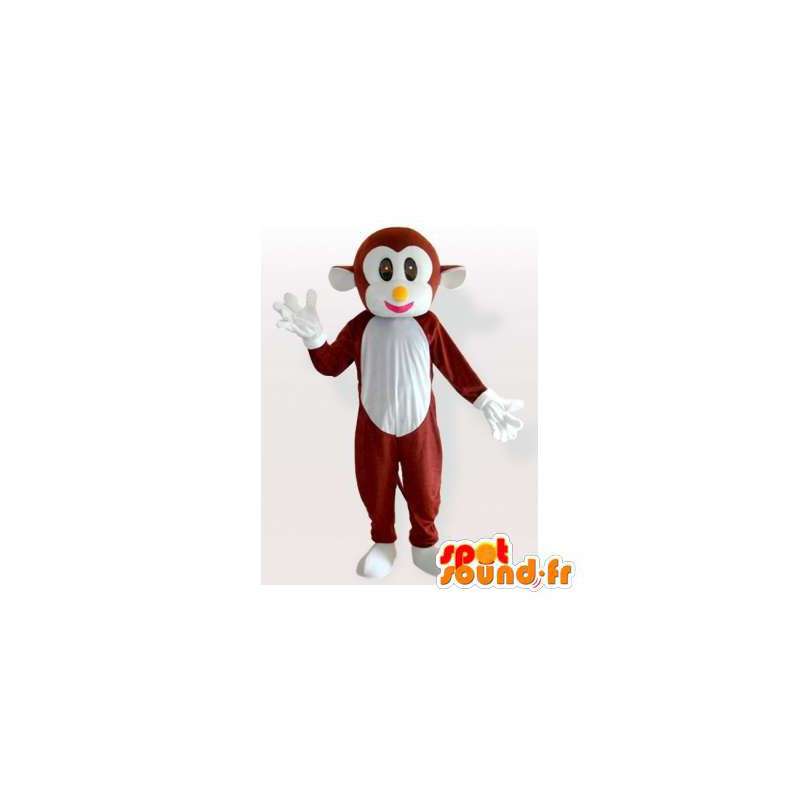 Bruine en witte aap mascotte - MASFR006173 - Monkey Mascottes