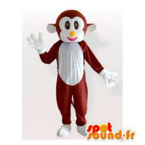 Bruine en witte aap mascotte - MASFR006173 - Monkey Mascottes