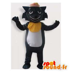 Gray cat mascot scarred. Cat suit - MASFR006179 - Cat mascots