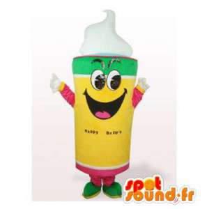 Keltainen jään maskotti, vihreä, vaaleanpunainen ja valkoinen - MASFR006185 - Mascottes Fast-Food