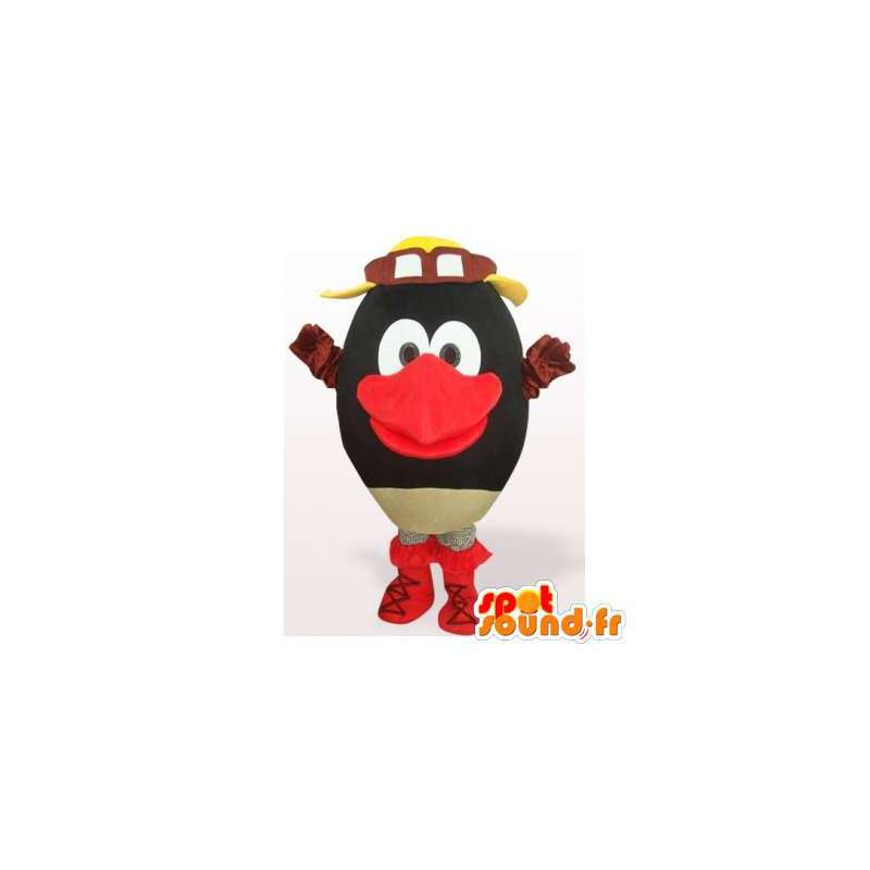 Reus pinguïn mascotte, zwart en rood - MASFR006186 - Penguin Mascot