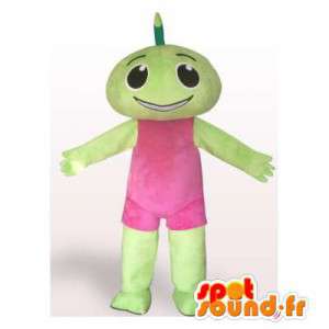 Mascote homem verde vestida de rosa - MASFR006188 - Mascotes homem