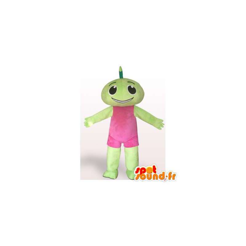 Groene mascotte mens gekleed in roze - MASFR006188 - man Mascottes