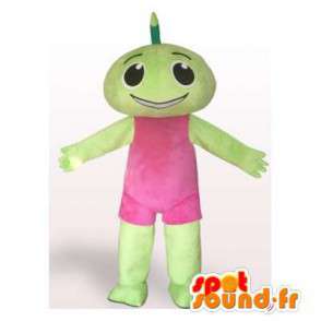 Groene mascotte mens gekleed in roze - MASFR006188 - man Mascottes