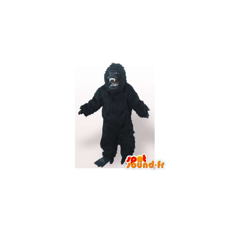 Mycket realistisk svart gorillamaskot. Svart gorilladräkt -