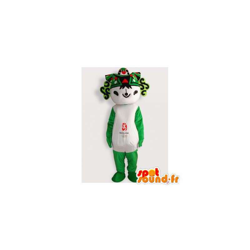 Grøn og hvid panda maskot, asiat - Spotsound maskot kostume