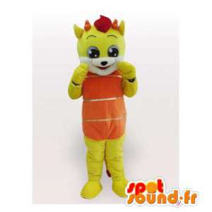 Gele kat mascotte. geel cat suit - MASFR006199 - Cat Mascottes