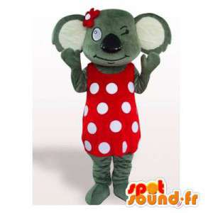 Mascot koala en un vestido rojo con puntos blancos - MASFR006202 - Mascotas Koala