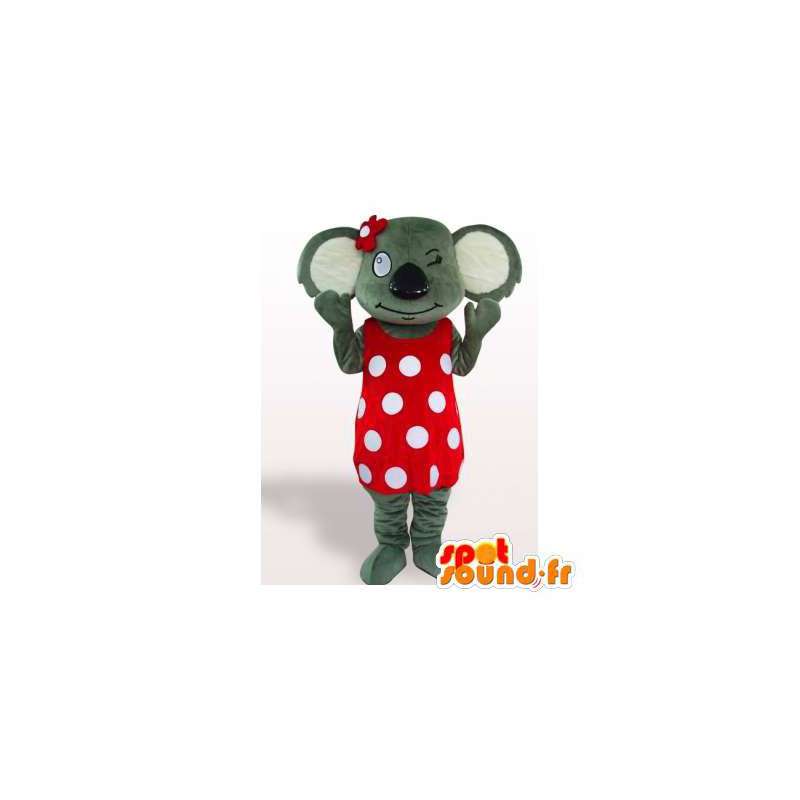 Koala maskot i rød kjole med hvite prikker - MASFR006202 - koala Maskoter