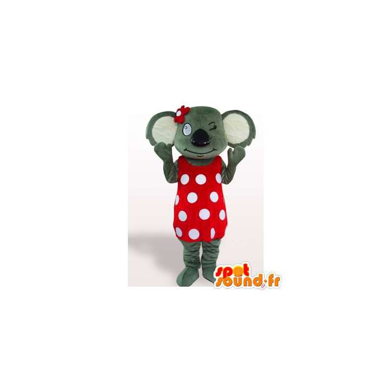 Mascot koala en un vestido rojo con puntos blancos - MASFR006202 - Mascotas Koala