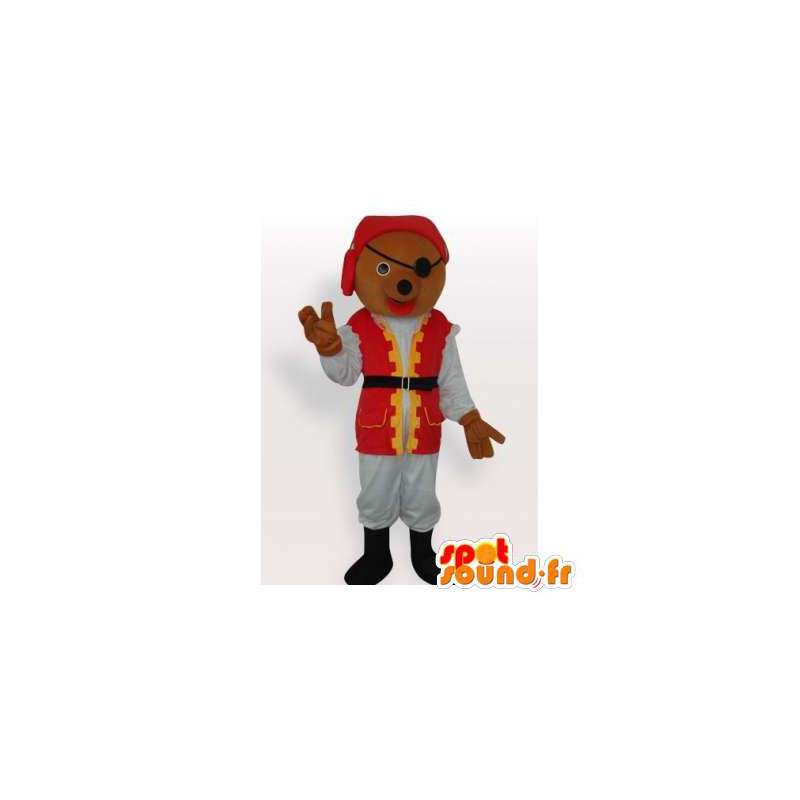 La mascota del oso vestido como un pirata. Traje de pirata en Oso mascota  Cambio de color Sin cambio Tamaño L (180-190 cm) Croquis antes de fabricar  (2D) No ¿Con la ropa? (