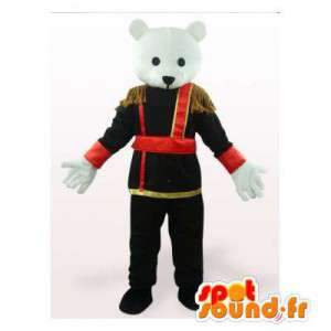 Isbjørnemaskot klædt i sort militærdragt - Spotsound maskot