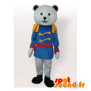 Isbjörnmaskot klädd i blå militärdräkt - Spotsound maskot