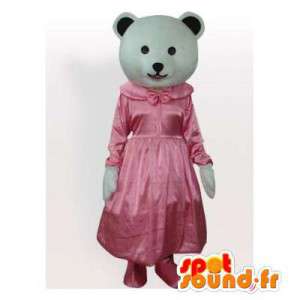 Isbjörnmaskot i rosa klänning. Björn kostym - Spotsound maskot