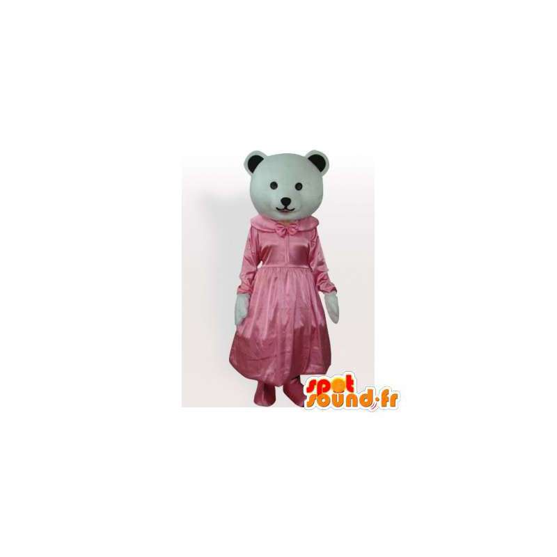 Isbjørnemaskot i lyserød kjole. Bear kostume - Spotsound maskot