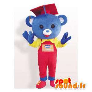 Blå björn maskot examen. Graduate kostym - Spotsound maskot