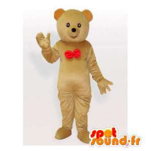 Mascote urso bege com um...