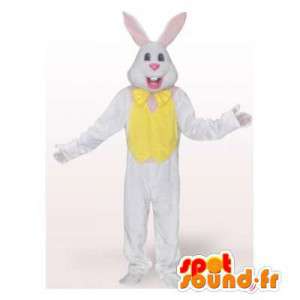 Hvid og gul kanin maskot. Bunny kostume - Spotsound maskot