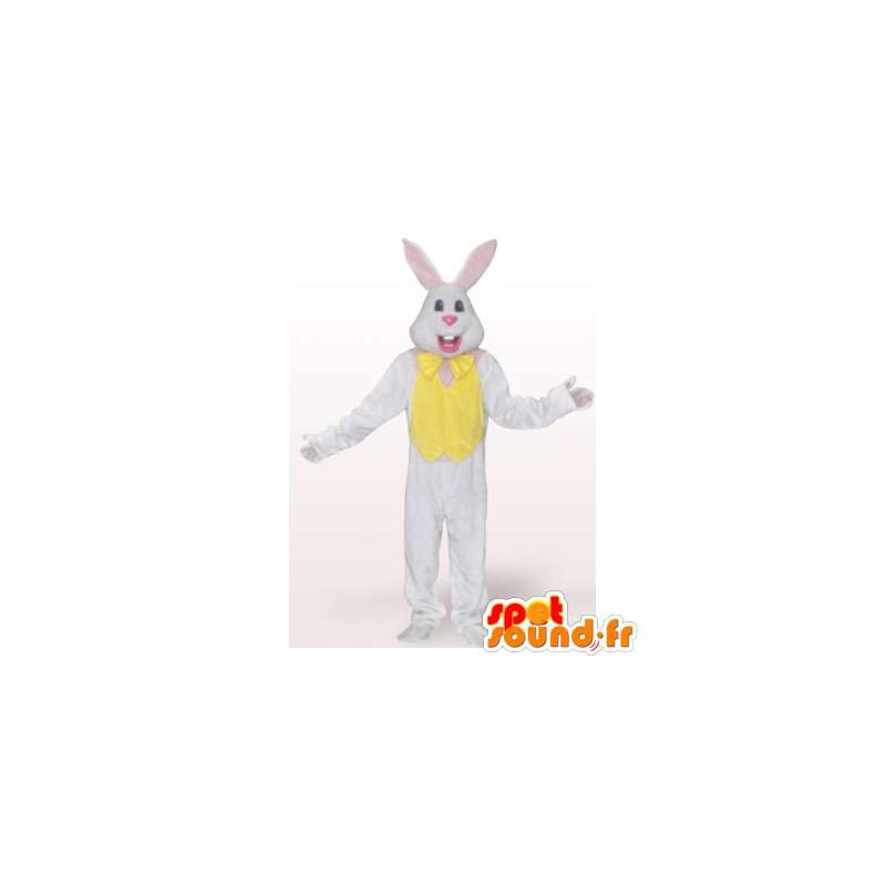 Hvid og gul kanin maskot. Bunny kostume - Spotsound maskot