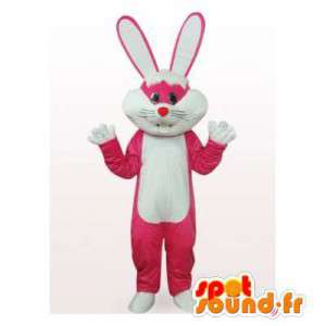 Lyserød og hvid kanin maskot. Bunny kostume - Spotsound maskot