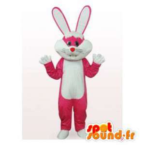 Mascotte de lapin rose et...