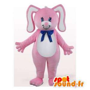 Mascotte de lapin rose et...