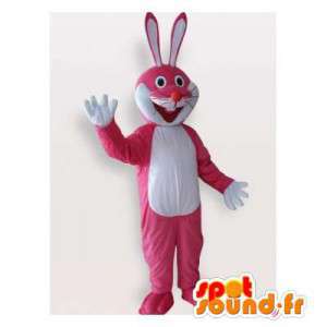 Mascotte de lapin rose et...