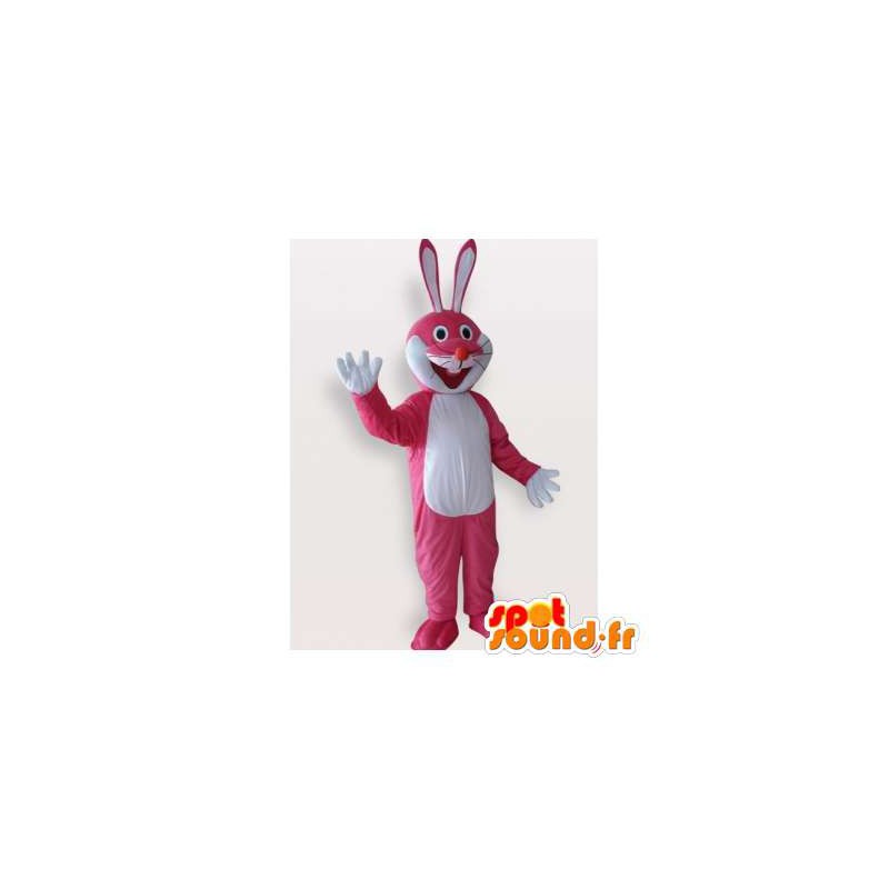 Rosa och vit kaninmaskot. Bunny kostym - Spotsound maskot