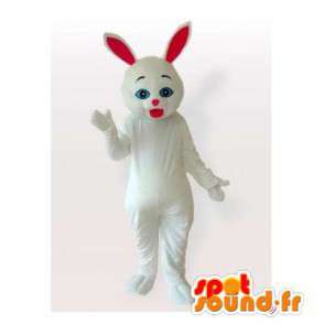 Hvid kanin maskot. Hvid og rød kanin kostume - Spotsound maskot
