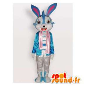 Blå och vit kaninmaskot. Bunny kostym - Spotsound maskot