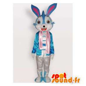Blå og hvid kanin maskot. Bunny kostume - Spotsound maskot