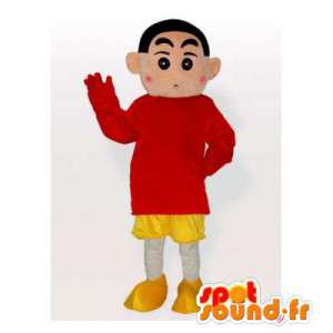 Mascot man met rood en geel