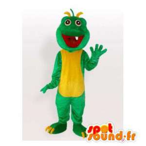 Mascot drago verde e giallo. Drago costume - MASFR006279 - Mascotte drago