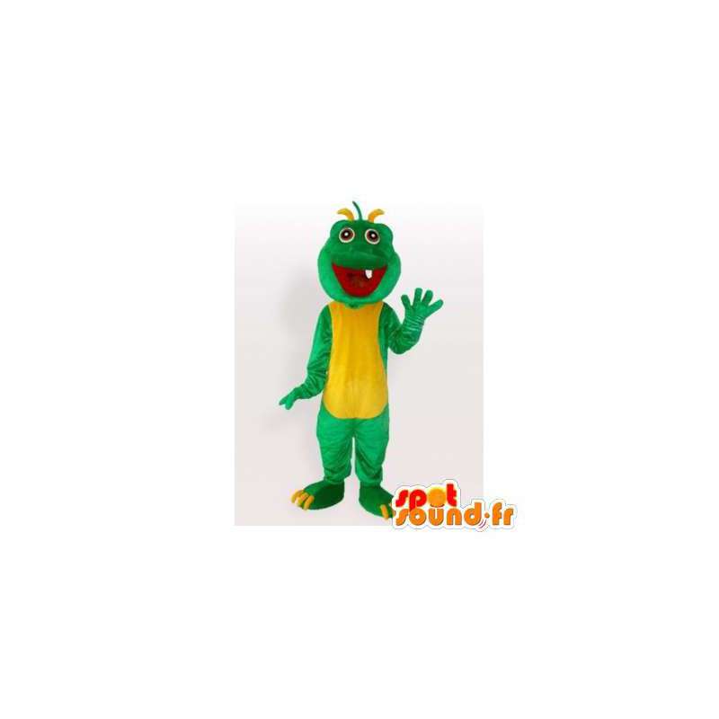 Mascot drago verde e giallo. Drago costume - MASFR006279 - Mascotte drago