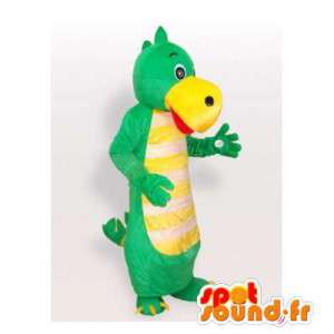 Grøn og gul dinosaur maskot. Dinosaur kostume - Spotsound