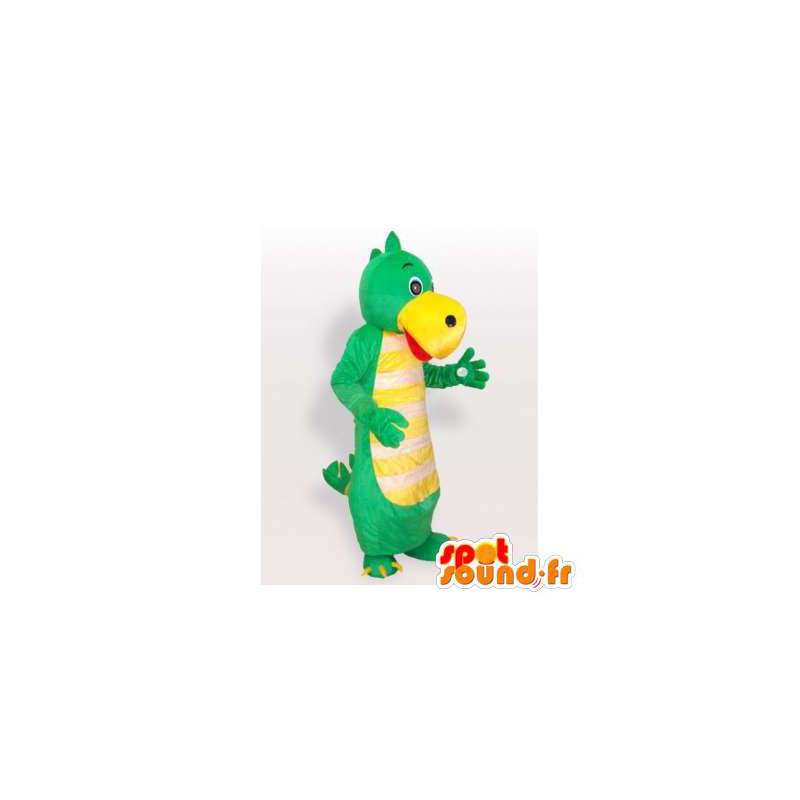 Grøn og gul dinosaur maskot. Dinosaur kostume - Spotsound