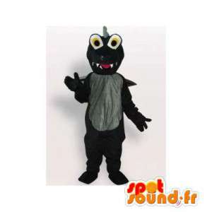 Maskot svart dinosaur. svart dress - MASFR006284 - Dinosaur Mascot