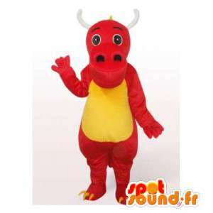 Rød og gul dinosaur maskot. Dinosaur kostume - Spotsound maskot