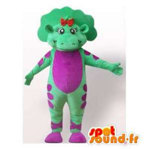 Grön och lila dinosaurie maskot. Dinosaurie kostym - Spotsound