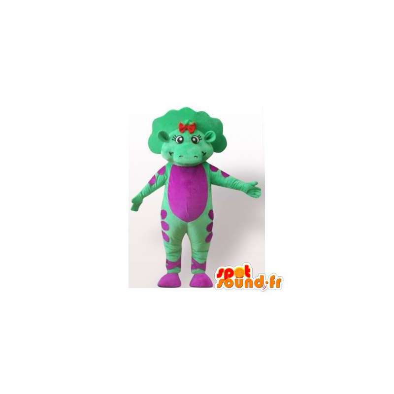 Maskottchen von grün und lila Dinosaurier. Dinosaurier-Kostüm - MASFR006288 - Maskottchen-Dinosaurier