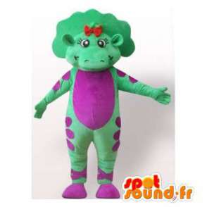 Grön och lila dinosaurie maskot. Dinosaurie kostym - Spotsound