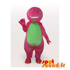 Mascot rosa und grünen Dinosaurier. Dinosaurier-Kostüm - MASFR006289 - Maskottchen-Dinosaurier