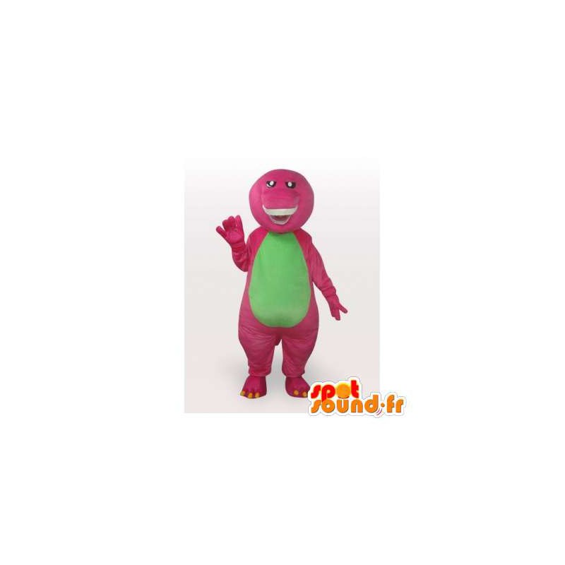 Mascot rosa und grünen Dinosaurier. Dinosaurier-Kostüm - MASFR006289 - Maskottchen-Dinosaurier
