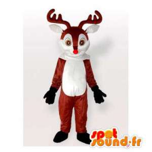 Bruine en witte rendieren mascotte. Reindeer Suit - MASFR006293 - Stag and Doe Mascottes