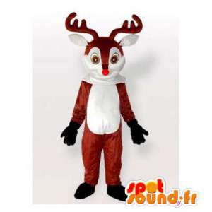 Brun og hvit rein maskot. Reindeer Suit - MASFR006293 - Stag og Doe Mascots